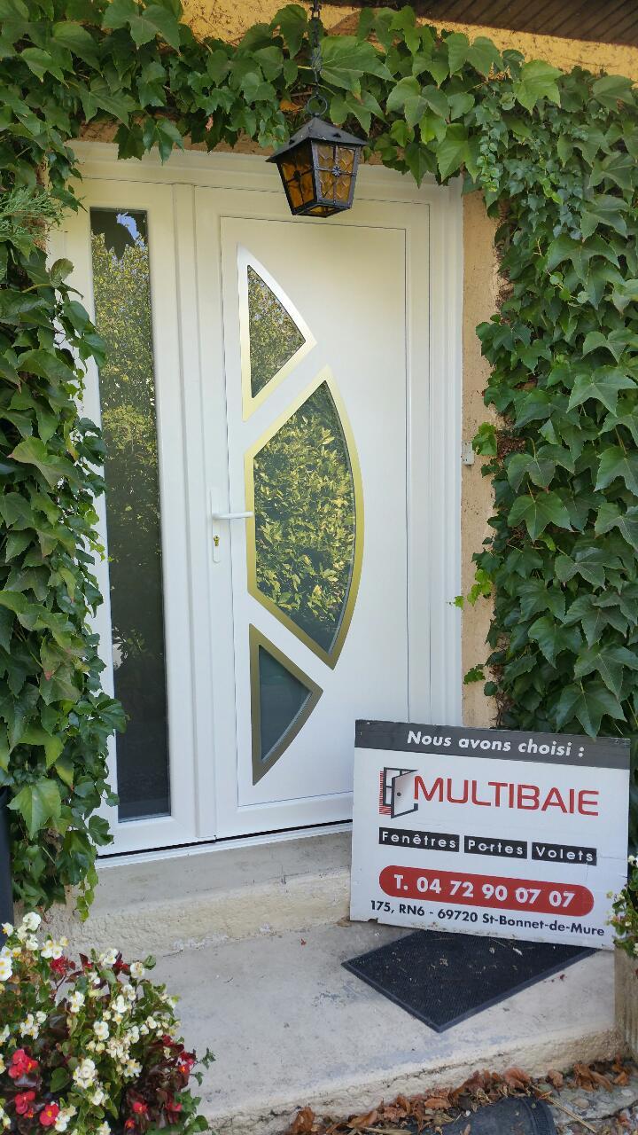 Porte d'entrée PVC modèle GOYA 3 avec fixe latéral | Multibaie